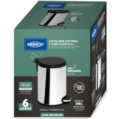 Lixeira inox 6L.
