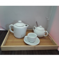 Bandeja retangular de bambu