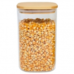 Pote de vidro tampa bambu 1,5L.