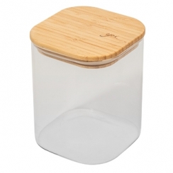 Pote de vidro tampa bambu