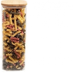 Pote de vidro tampa bambu 1,8L.