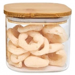 Pote de vidro tampa bambu