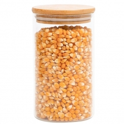 Pote de vidro c/tampa bambu 750ml.