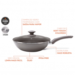 Frigideira Wok fundo p/indu��o