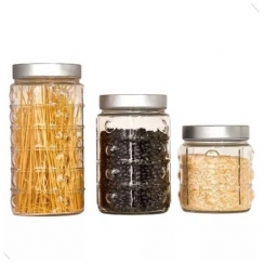 Jogo de potes de vidro 3p�.