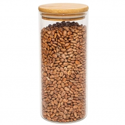 Pote de vidro c/tampa bambu 990ml.