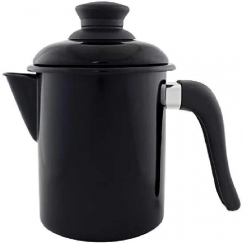 Leiteira esmaltada preta 900ml.