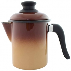Leiteira esmaltada marrom 900ml.