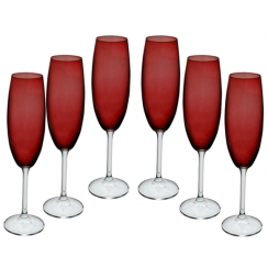 Jogo 6 ta�as p/champagne cristal Ruby