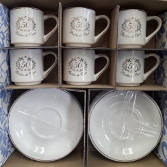 Jogo de x�caras p/caf� Bodas de Ouro