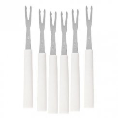 Garfos p/petiscos inox 6p�.
