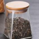 Pote de vidro tampa bambu